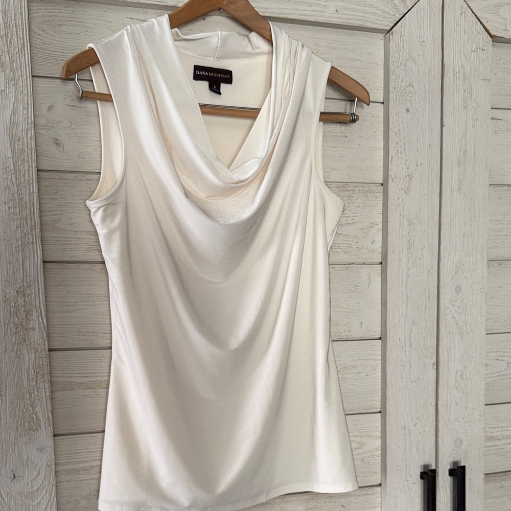 Draped neckline classic versatile Dana Bachman sleeveless layering shell blouse